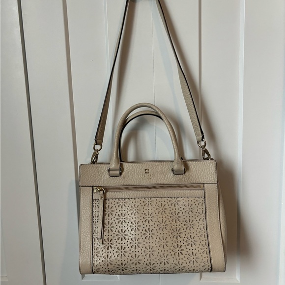Kate Spade Cream Floral Cutout Handbag Genuine Leather - Picture 4 of 6